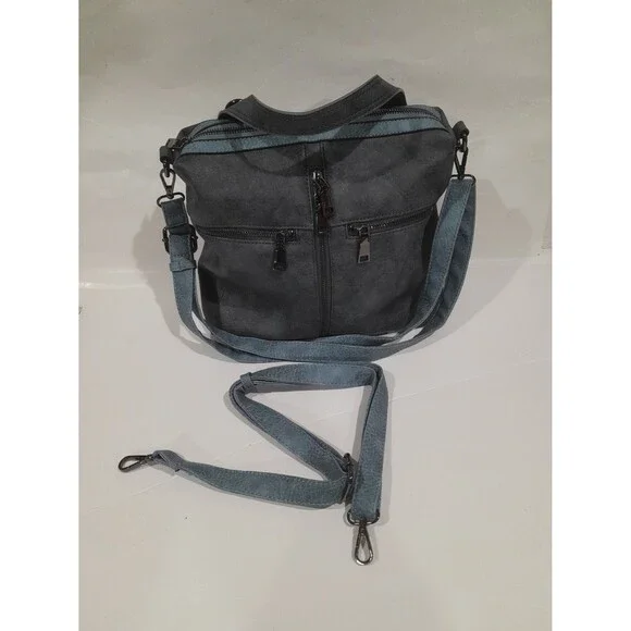 Liz Soto Purse, Blue Leather Convertible - Picture 1 of 8